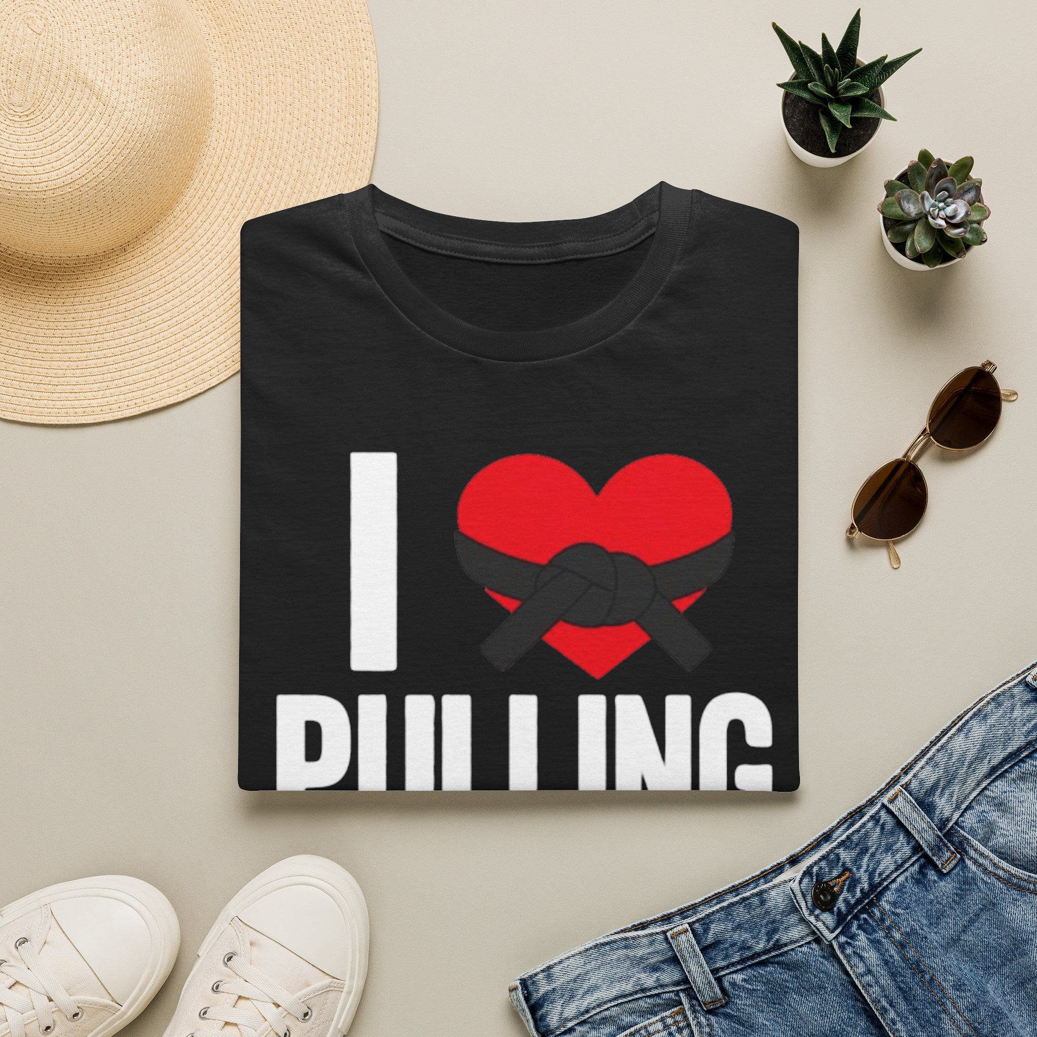 Pulling Guard T-Shirt — I  (Heart with Knotted Belt) Brazilian Jiu-Jitsu Tee