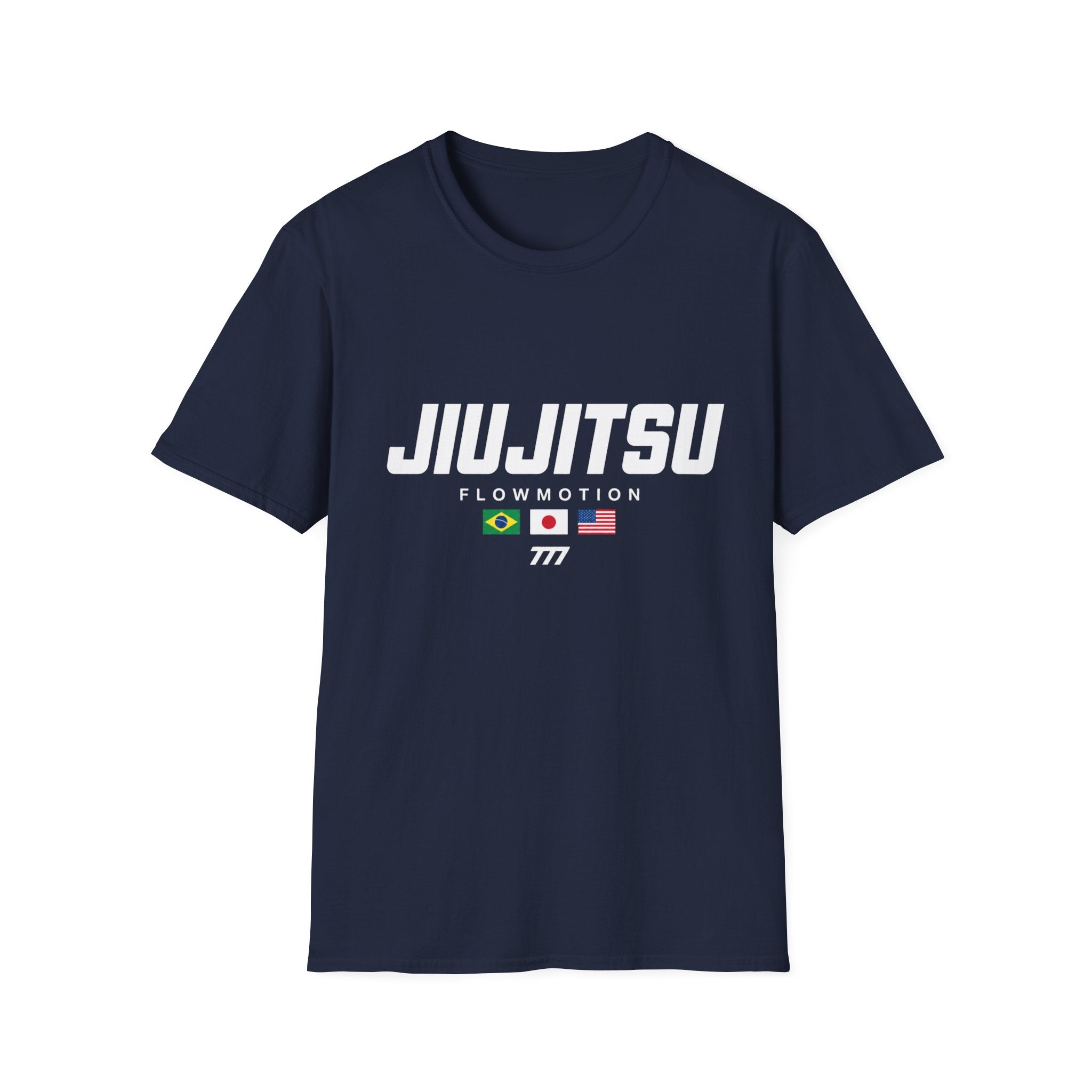 Jiu-Jitsu Flowmotion T-Shirt — Martial Arts Tee with Brazil, Japan & USA Flags