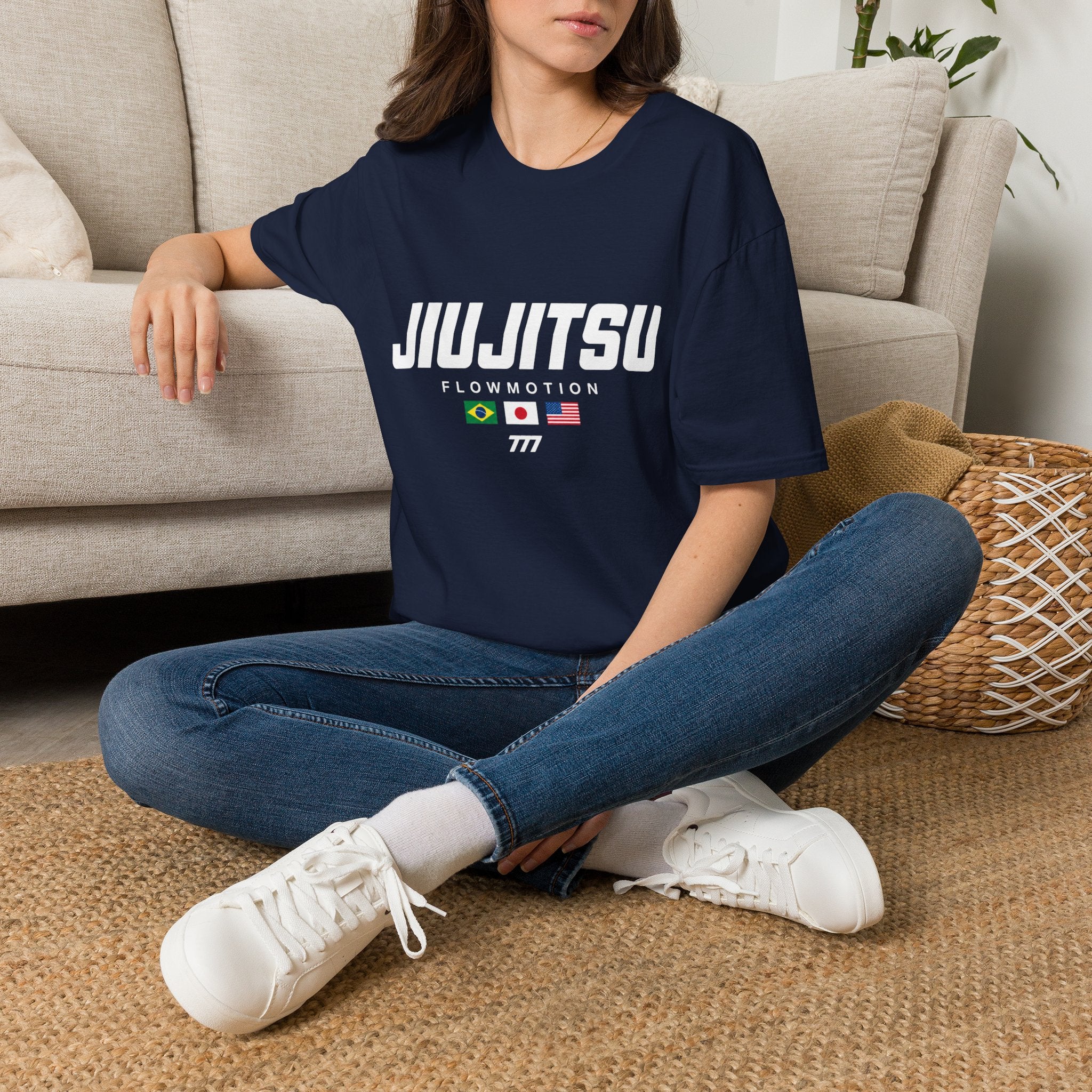 Jiu-Jitsu Flowmotion T-Shirt — Martial Arts Tee with Brazil, Japan & USA Flags