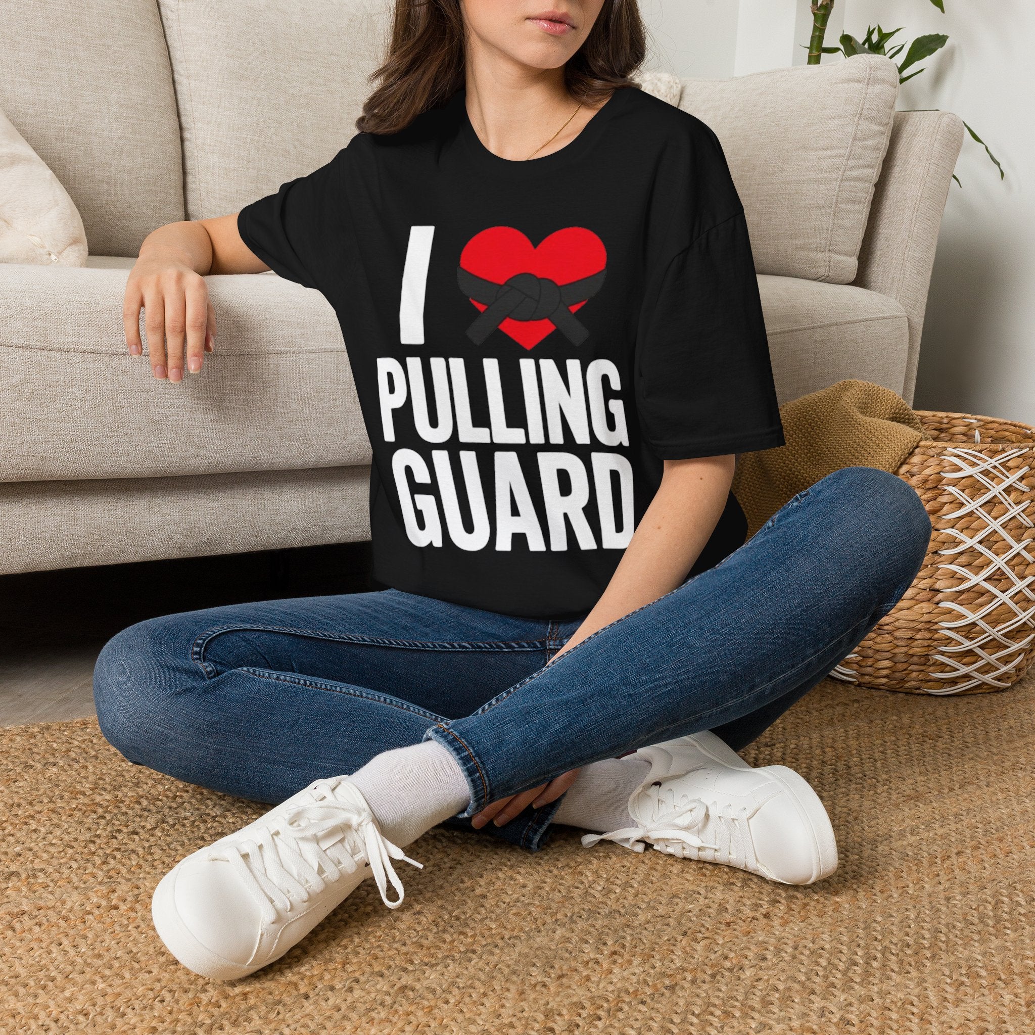 Pulling Guard T-Shirt — I  (Heart with Knotted Belt) Brazilian Jiu-Jitsu Tee